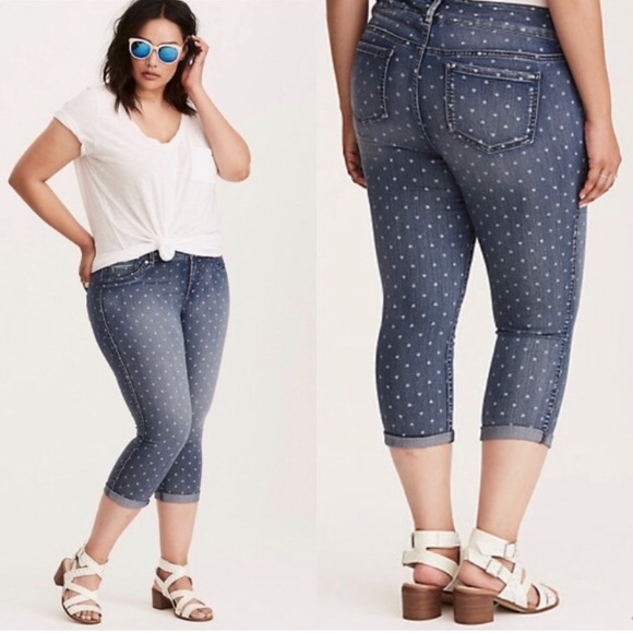 Torrid Heart Print Cropped Jeggings 
